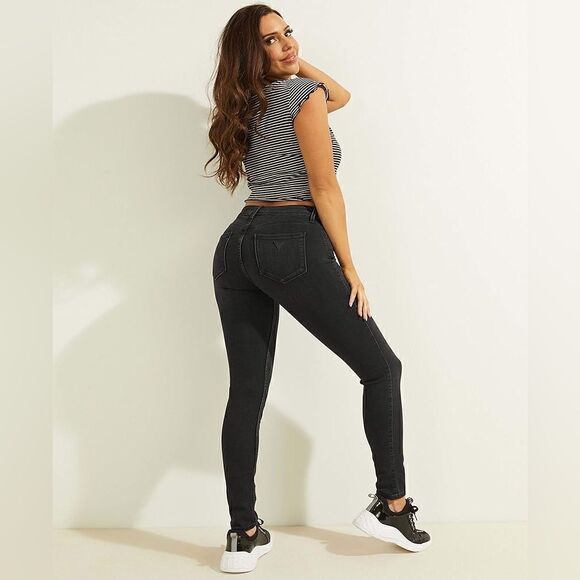 Guess Skinny Black Jeans Mid Rise Size 25 - Picture 4 of 15
